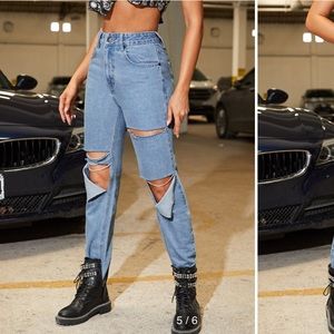 High waist ripped mom jeans